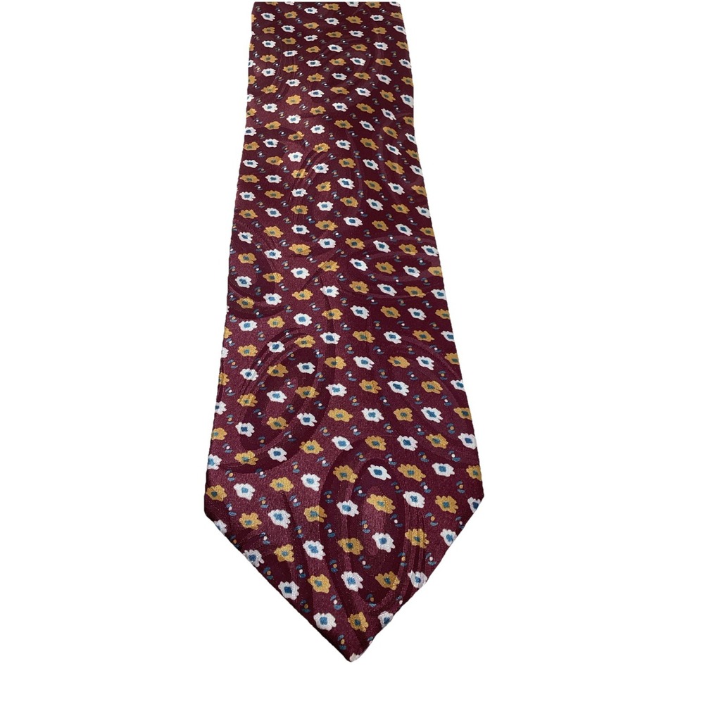 Christian Dior Monsieur Silk Tie Made in Italy Aubergine Floral 3.75" Wide 58"
